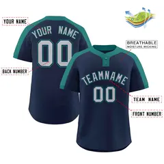 Navy Gray-Navy Classic Style Two-Button Softball Jersey 2