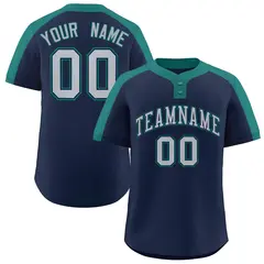 Navy Gray-Navy Classic Style Two-Button Softball Jersey 1
