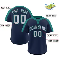 Navy Gray-Navy Classic Style Two-Button Softball Jersey 2