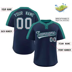 Navy Gray-Navy Classic Style Two-Button Softball Jersey 2