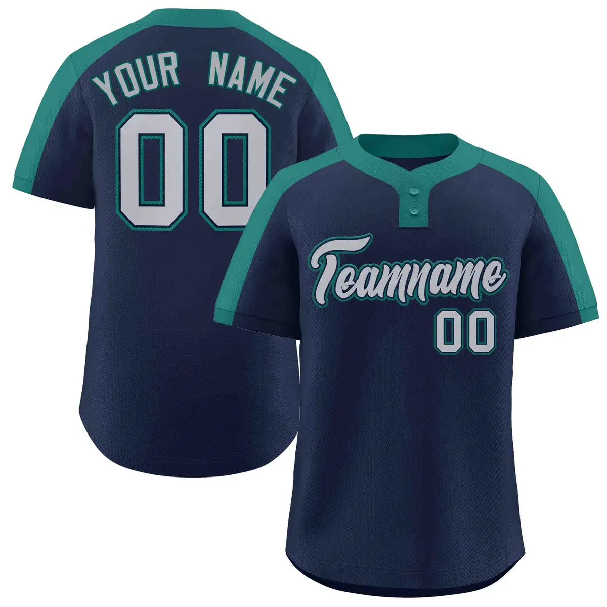 Navy Gray-Navy Classic Style Two-Button Softball Jersey