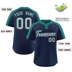 Navy Gray-Navy Classic Style Two-Button Softball Jersey 2