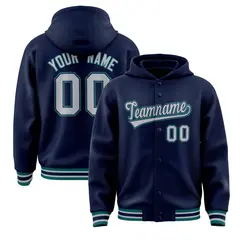 Navy Gray-Navy Varsity Letterman Classic Hoodie Jacket