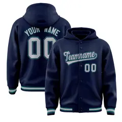 Navy Gray-Navy Varsity Letterman Classic Hoodie Jacket