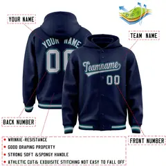 Navy Gray-Navy Varsity Letterman Classic Hoodie Jacket 4