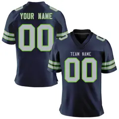 Navy Gray-Neon Green Classic Mesh Authentic Football Jersey 1