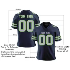 Navy Gray-Neon Green Classic Mesh Authentic Football Jersey 2