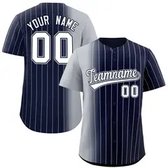 Navy Gray Pinstripe Gradient Baseball Jersey 1