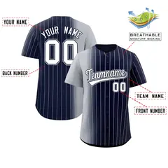 Navy Gray Pinstripe Gradient Baseball Jersey 2