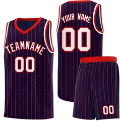 Navy Gray Pinstripe Retro Sets Uniform Basketball Jersey