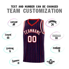 Navy Gray Pinstripe Retro Sets Uniform Basketball Jersey 4