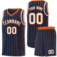 Navy Gray Pinstripe Retro Sets Uniform Basketball Jersey