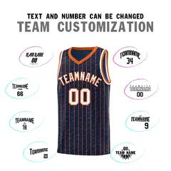 Navy Gray Pinstripe Retro Sets Uniform Basketball Jersey 4