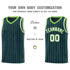 Navy Gray Pinstripe Retro Sets Uniform Basketball Jersey 3