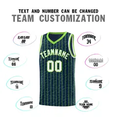 Navy Gray Pinstripe Retro Sets Uniform Basketball Jersey 4