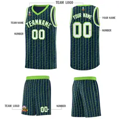 Navy Gray Pinstripe Retro Sets Uniform Basketball Jersey 5