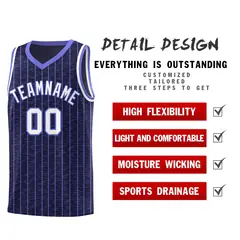 Navy Gray Pinstripe Retro Sets Uniform Basketball Jersey 2