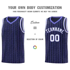 Navy Gray Pinstripe Retro Sets Uniform Basketball Jersey 3