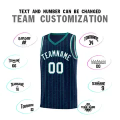 Navy Gray Pinstripe Retro Sets Uniform Basketball Jersey 4