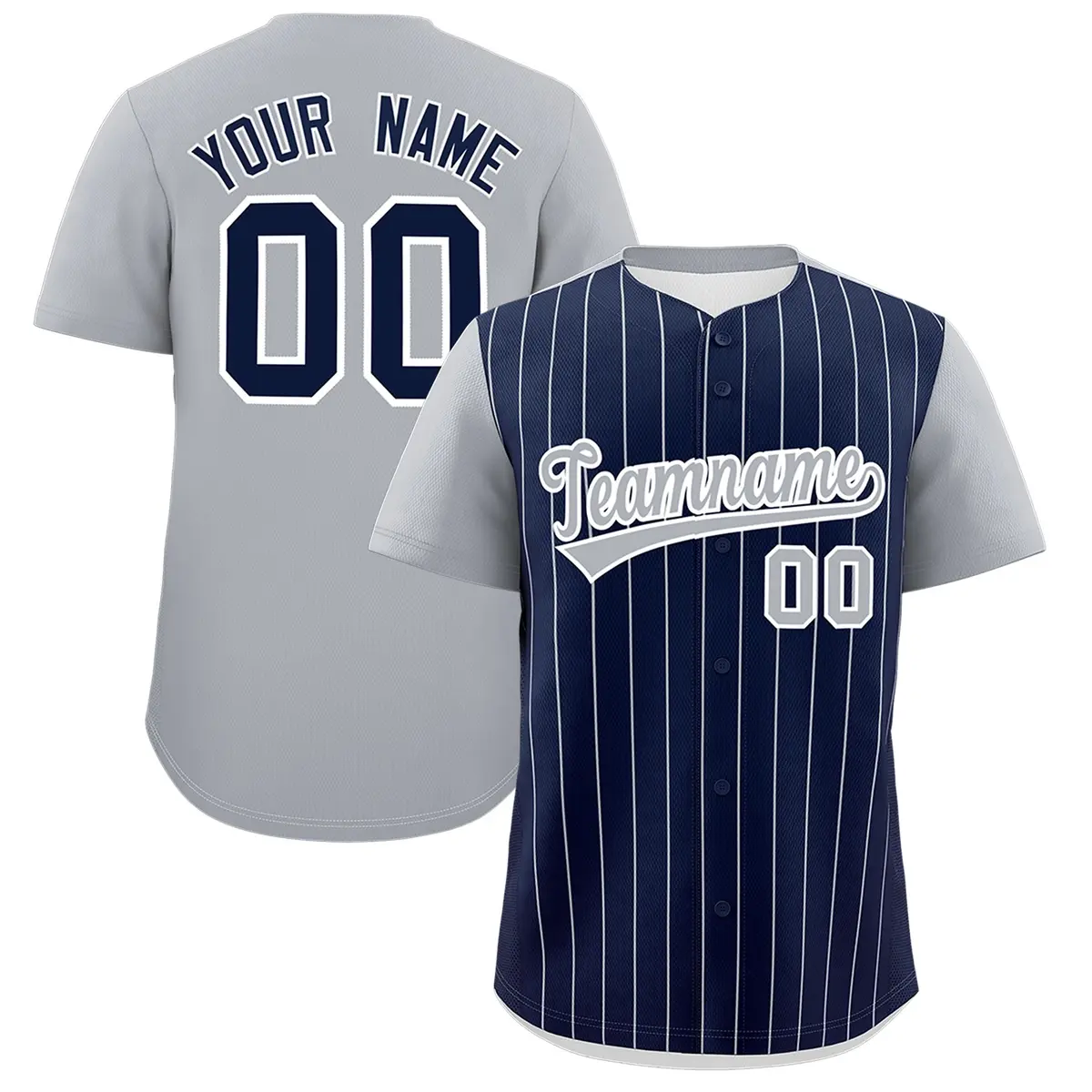 Navy Gray Pinstripe Two-Tone Authentic Baseball Jersey