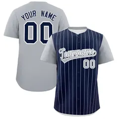 Navy Gray Pinstripe Two-Tone Authentic Baseball Jersey 1
