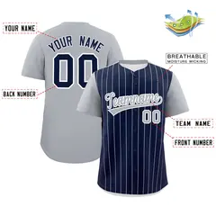 Navy Gray Pinstripe Two-Tone Authentic Baseball Jersey 2