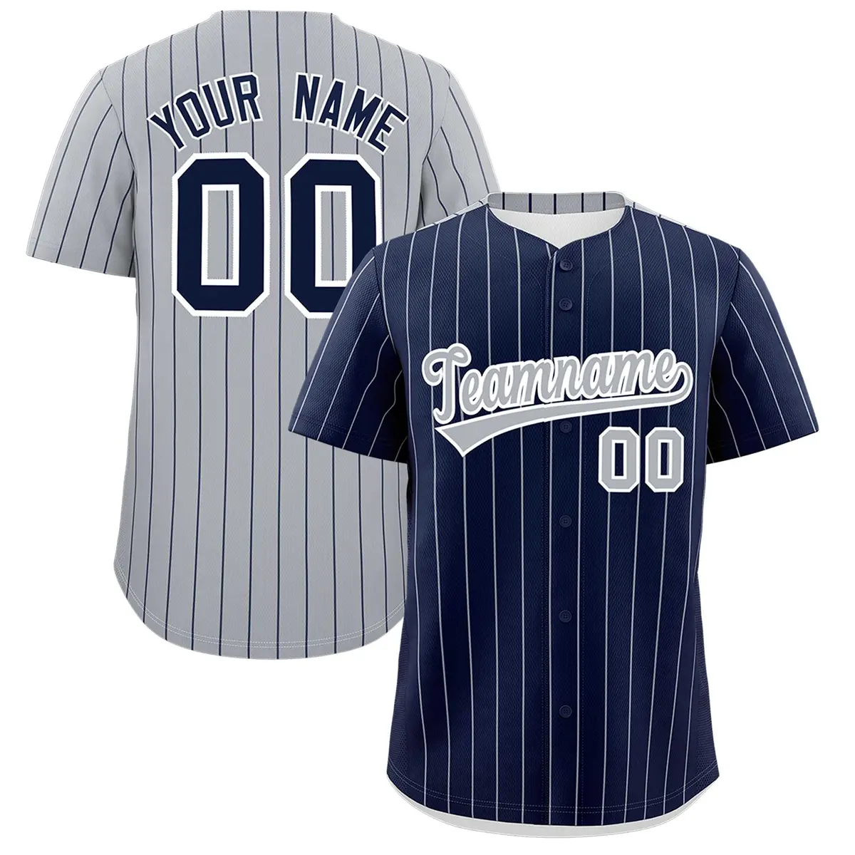 Navy Gray Pinstripe Two-Tone Authentic Baseball Jersey