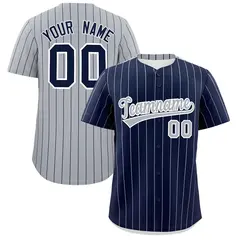 Navy Gray Pinstripe Two-Tone Authentic Baseball Jersey 1