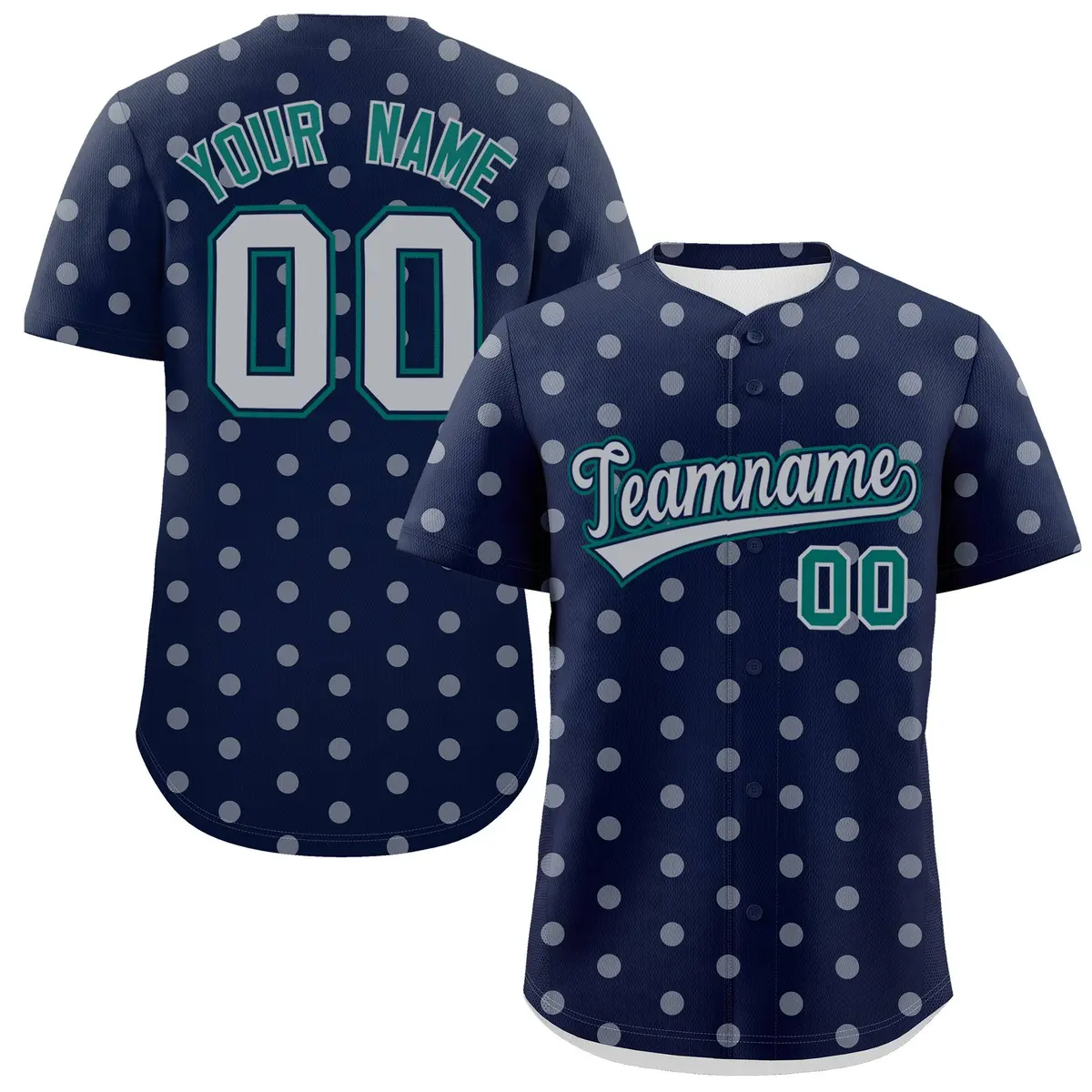 Navy Gray Polka Dot Graffiti Authentic Baseball Jersey