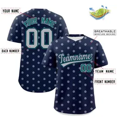 Navy Gray Polka Dot Graffiti Authentic Baseball Jersey 2