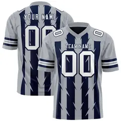Navy Gray Razr Stripe Graffiti Pattern Flag Football Jersey 1
