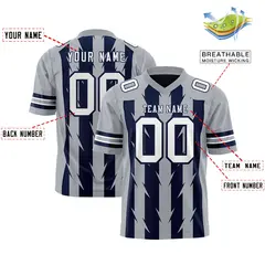 Navy Gray Razr Stripe Graffiti Pattern Flag Football Jersey 2