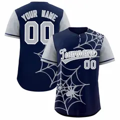 Navy Gray Spider Web Raglan Baseball Jersey 1