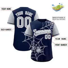 Navy Gray Spider Web Raglan Baseball Jersey 2