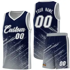 Navy Gray Splash Basketball Uniforms for Match