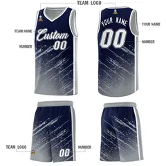 Navy Gray Splash Basketball Uniforms for Match 5