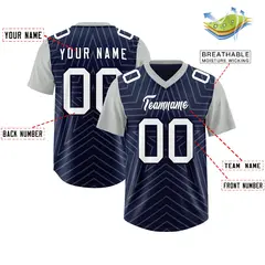 Navy Gray Star Pattern Raglan Sleeves Football Jersey 2