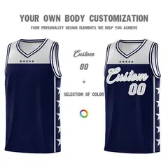 Navy Gray Star Pattern Team Basketball Jersey 3