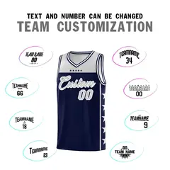 Navy Gray Star Pattern Team Basketball Jersey 4