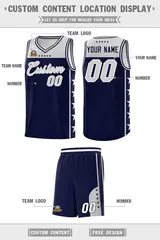 Navy Gray Star Pattern Team Basketball Jersey 5