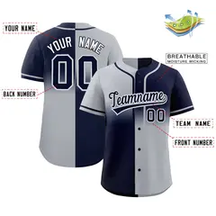 Navy Gray Symmetrical Gradient Authentic Baseball Jersey 2