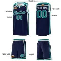 Navy Gray Teal Color Charge Series Basketball Jersey 5