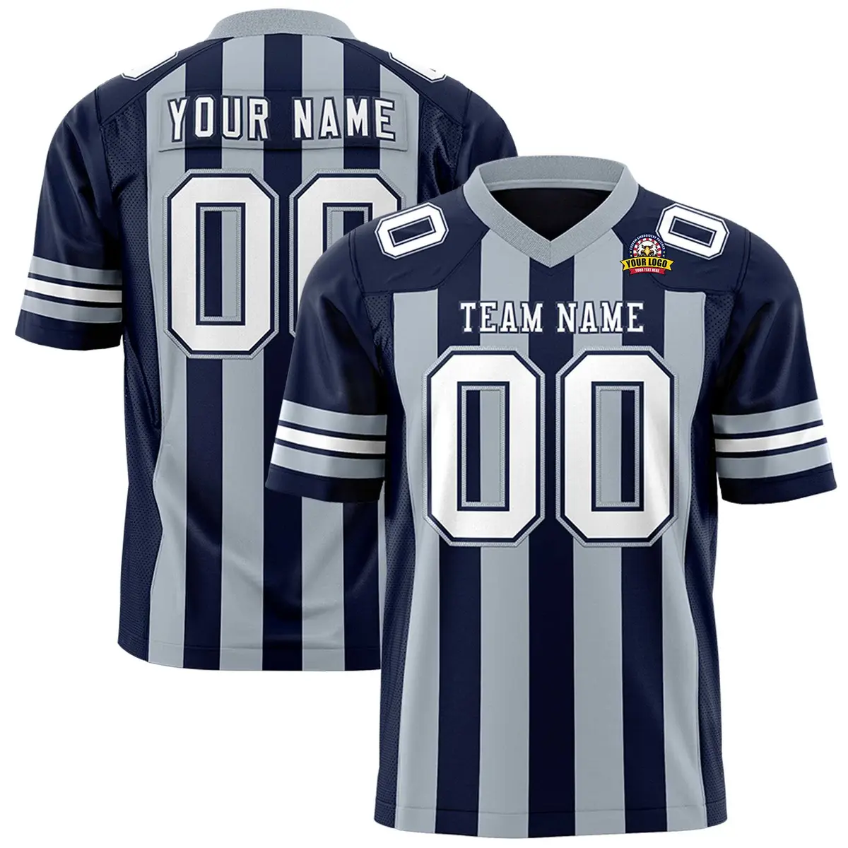 Navy Gray Thick Stripe Authentic Football Jersey