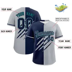Navy Gray Tiger Claw Scratch Split Baseball Jersey 2