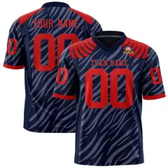 Navy Gray Tiger Stripe Graffiti Pattern Football Jersey