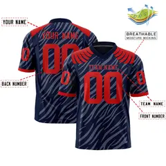 Navy Gray Tiger Stripe Graffiti Pattern Football Jersey 2