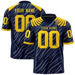 Navy Gray Tiger Stripe Graffiti Pattern Football Jersey 1