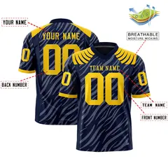Navy Gray Tiger Stripe Graffiti Pattern Football Jersey 2