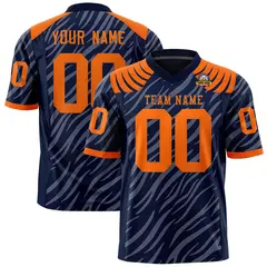 Navy Gray Tiger Stripe Graffiti Pattern Football Jersey 1