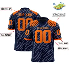 Navy Gray Tiger Stripe Graffiti Pattern Football Jersey 2